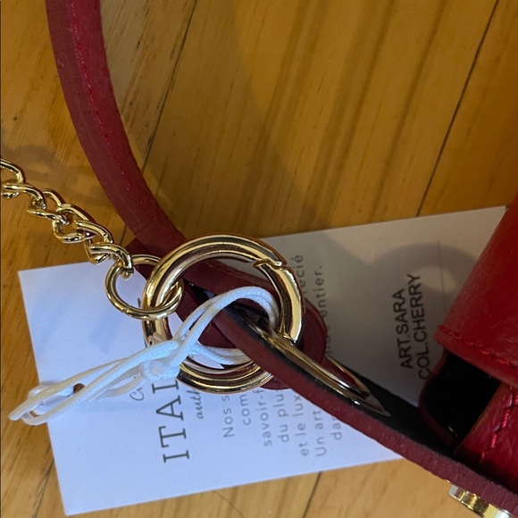 NWT Anna Paola Genuine Italian Leather Cherry Red Handbag - Picture 16 of 16